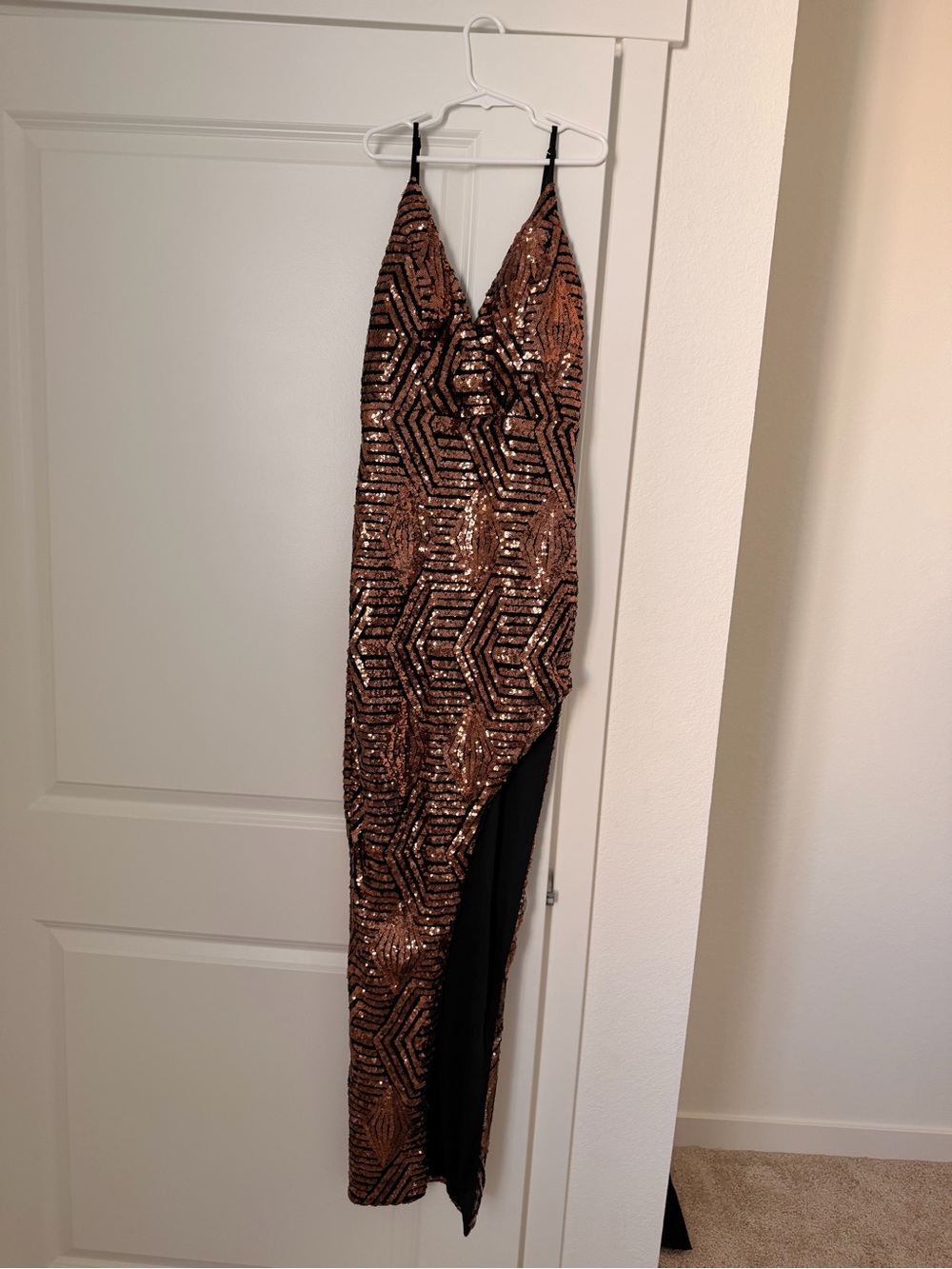 Women's Sequin Wrap Maxi Skirt in Metallic Copper